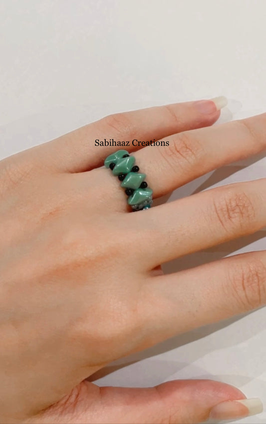Teal Wheel Double Sided Ring Band